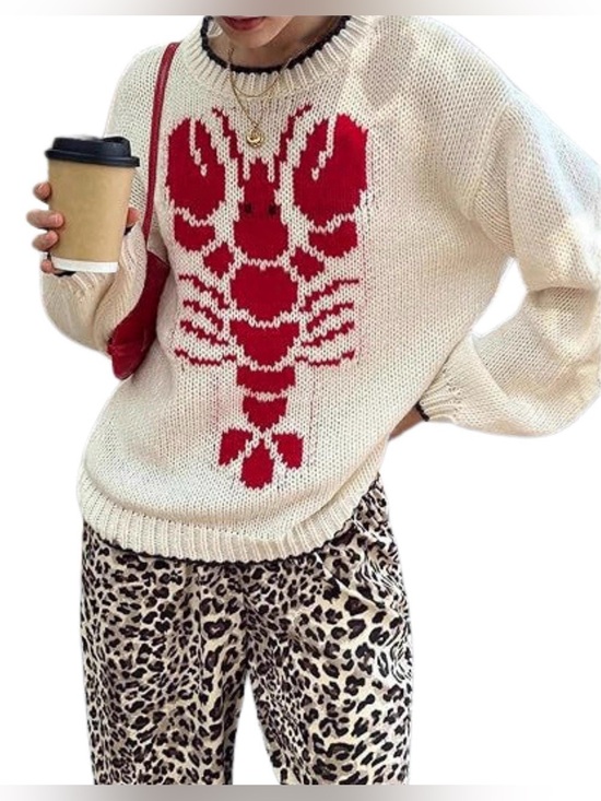 Sweaters - WOMENS KNIT LOBSTER SWEATER 🦞